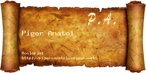 Piger Anatol névjegykártya